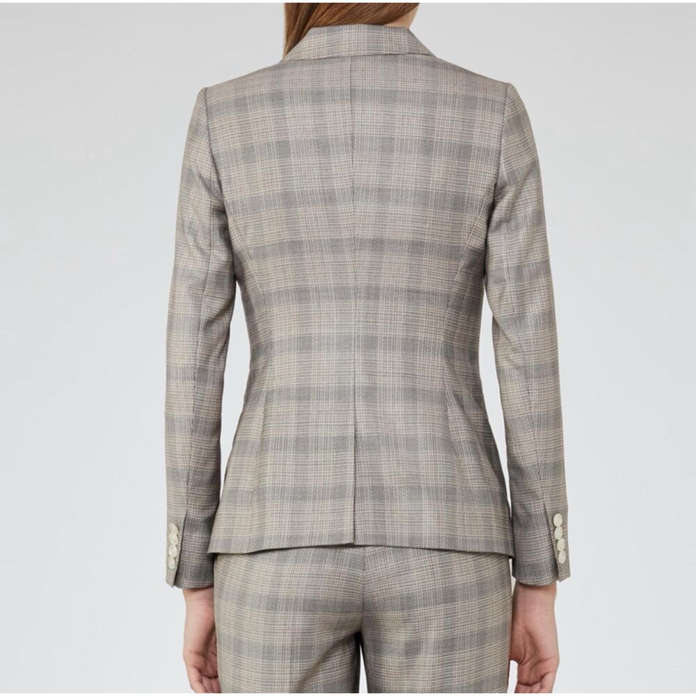 Reiss Grey/Black Check Webb Jacket Wool Blend Slim Fit Career Office Women's 6 - Picture 6 of 16